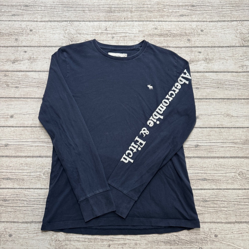 Abercrombie & Fitch Shirt Men's Small Navy Blue Soft A&F Tee Long Sleeve Skater